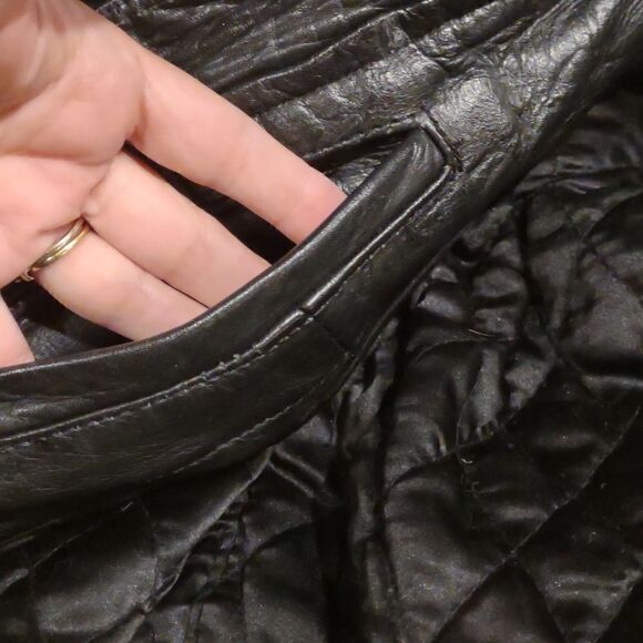 Vintage Black Leather Fringe Moto Jacket Size Small - Picture 11 of 14